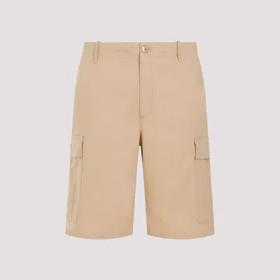 Shop Kenzo Camel Cotton Workwear Shorts In Nude & Neutrals