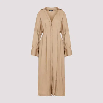 Shop Fabiana Filippi Camel Viscose Fluid Dress In Brown