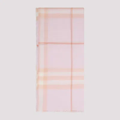 Shop Burberry Cameo Pink Wool Scarf In Pink & Purple