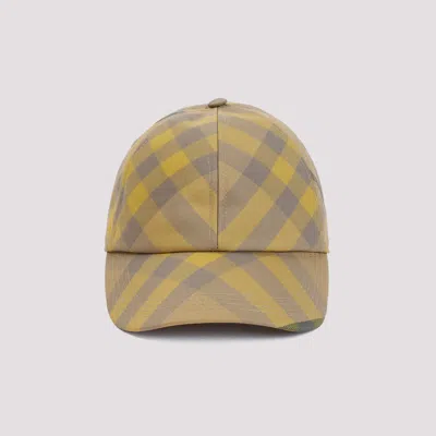Shop Burberry Cedar Yellow Check-pattern Baseball Cap In Nude & Neutrals