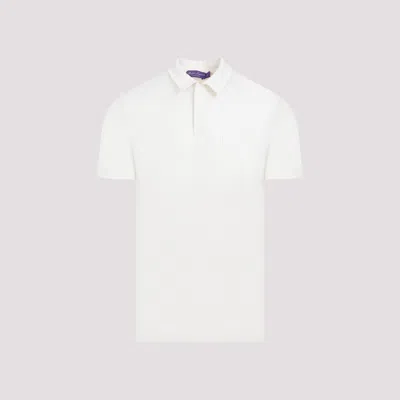 Shop Ralph Lauren Purple Label Classic Cream White Cotton Piquet Polo In Nude & Neutrals