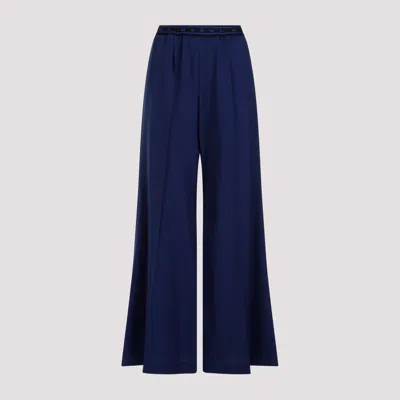 Shop Marni Cornflower Wool Trousers In Blue