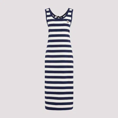 Shop Moncler Cotton Striped Dress In Blue