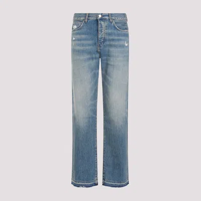 Shop Amiri Crafted Indigo Released Hem Straight Cotton Jeans In Blue