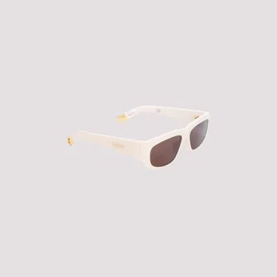 Shop Jacquemus Cream Pilota Sunglasses In Nude & Neutrals