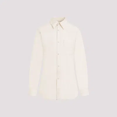 Shop Lemaire Cream Western Fitted Cotton Shirt In Nude & Neutrals