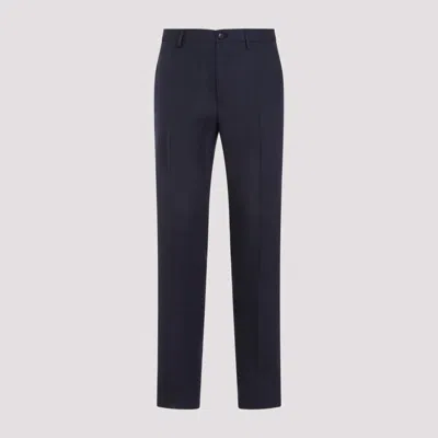 Shop Etro Dark Blue Roma Linen Trousers