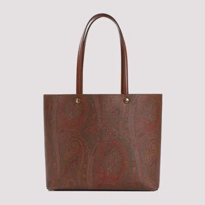 Shop Etro Dark Brown Paisley Fabric Shopping L Bag