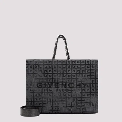 Shop Givenchy Dark Grey Cotton G-tote Medium With Chain Tote Bag