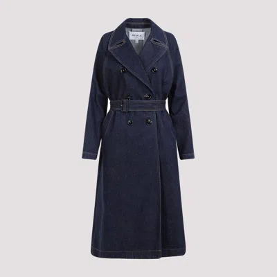Shop Alaïa Denim Blue Belted Brut Cotton Coat
