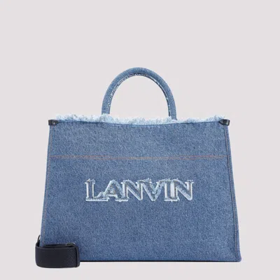 Shop Lanvin Denim Blue Cotton Tote Bag