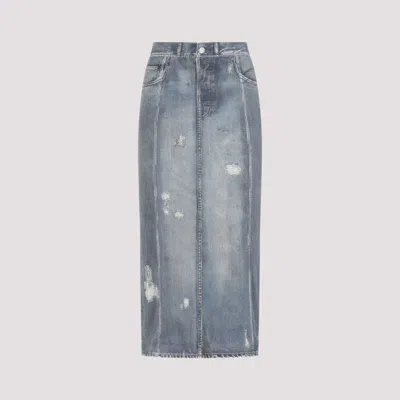Shop Acne Studios Denim Blue Cotton Skirt