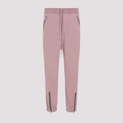Shop Rick Owens Dusty Pink Tectuatl Track Cotton Pants In Pink & Purple