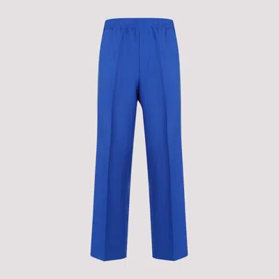 Shop Gucci Electric Blue Straight Cotton Pants