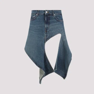 Shop Y/project Evergreen Vintage Blue Organic Cotton Cut Out Denim Mini Skirt