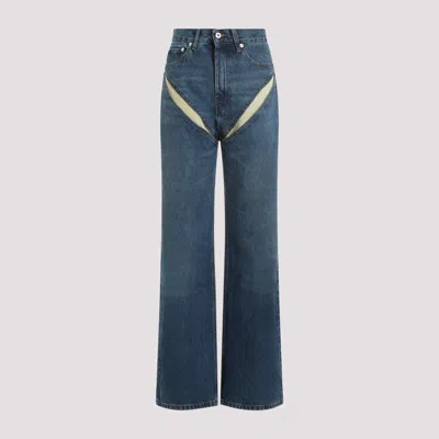 Shop Y/project Evergreen Vintage Blue Organic Cotton Cut Out Jeans