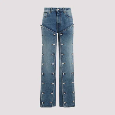 Shop Y/project Evergreen Vintage Blue Organic Cotton Snap Off Jeans