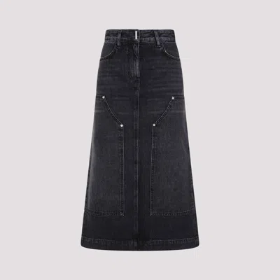 Shop Givenchy Faded Black Cotton Skirt