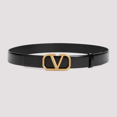 Shop Valentino Fondant Calf Leather V Signature Belt In Brown