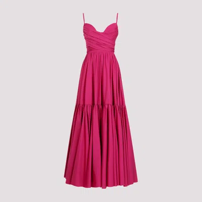 Shop Giambattista Valli Fuchsia Cotton Long Dress In Pink & Purple