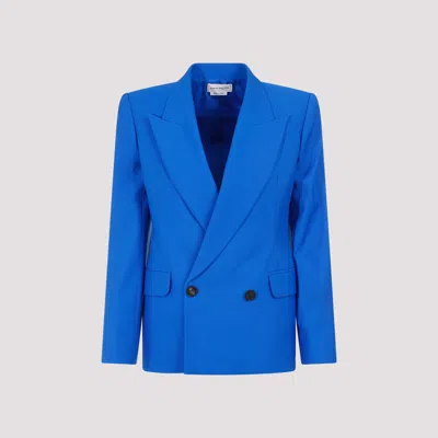 Shop Alexander Mcqueen Galactic Blue Wool Jacket