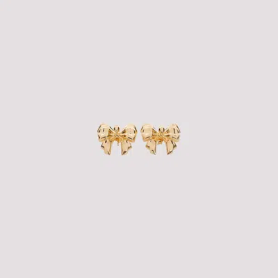 Shop Hugo Kreit Gold Bow Brass Earrings In Metallic