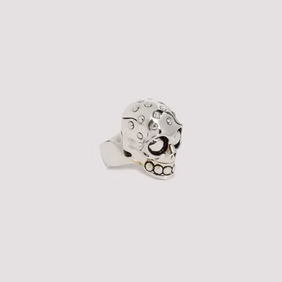 Shop Alexander Mcqueen Gold Brass Skull Ring In Metallic