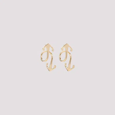 Shop Off-white Gold Mono Arrow Brass Earrings In Metallic