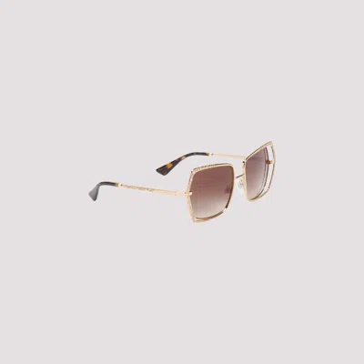 Shop Dolce & Gabbana Gold Metal Print Sunglasses In Metallic