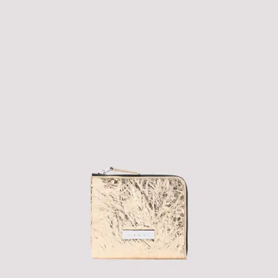 Shop Marni Gold Zip Around Ovine Leather Wallet In Metallic
