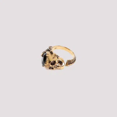 Shop Alexander Mcqueen Golden Victorian Skull Brass Ring In Metallic