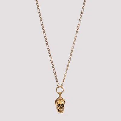 Shop Alexander Mcqueen Golden Victorian Skull Brass Necklace In Metallic