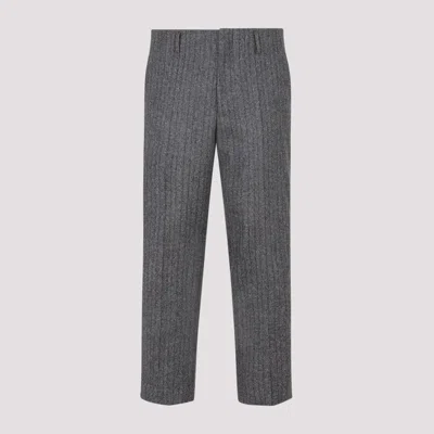 Shop Dries Van Noten Gray Wool Paolo Pants In Grey