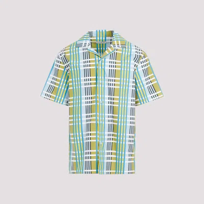 Shop Lanvin Green Cotton Printed Bowling Shirt In Multicolour