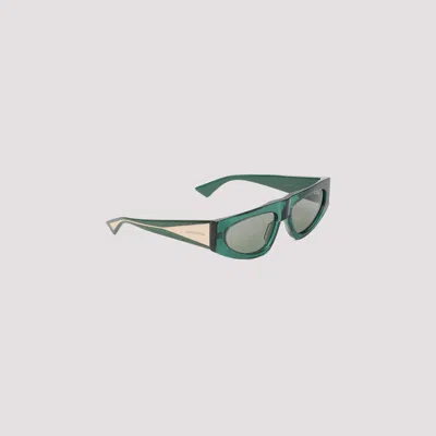 Shop Bottega Veneta Green Crystal Acetate Sunglasses