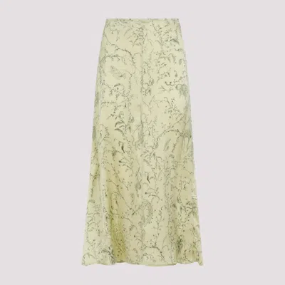 Shop Fabiana Filippi Green Silk Midi Skirt