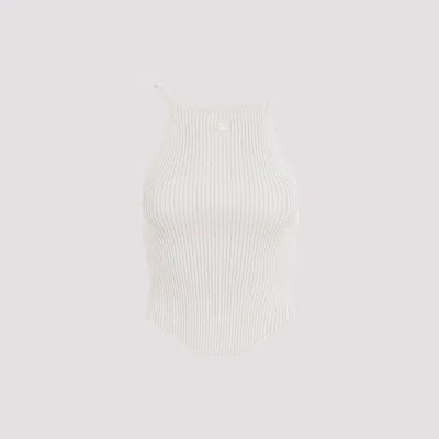 Shop Courrèges Grey Holistic Rib Knit Viscose Tank Top In Nude & Neutrals