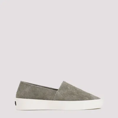 Shop Fear Of God Grey Leather Espadrillas In Nude & Neutrals