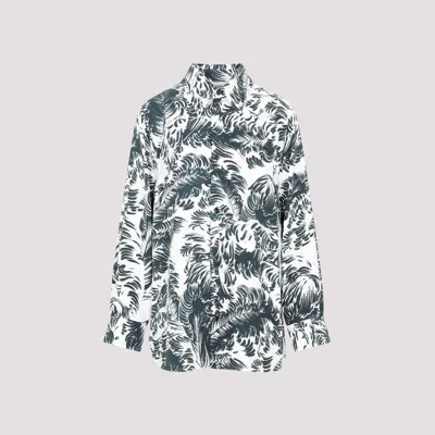 Shop Bottega Veneta Grey Printed Silk Shirt