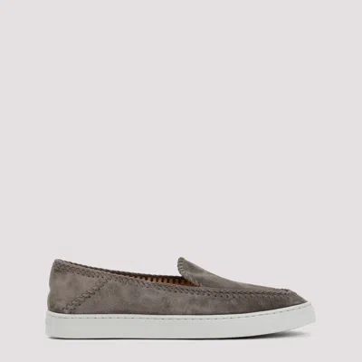 Shop Giorgio Armani Grey Suede Slip-on Shoes