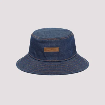 Shop Acne Studios Indigo Blue Cotton Bucket Hat
