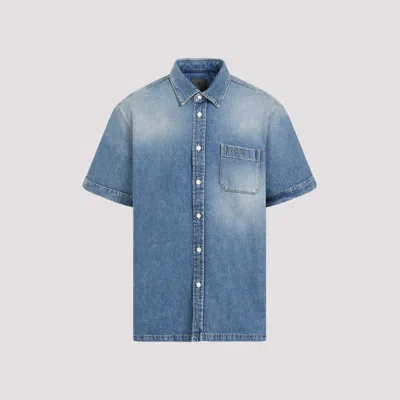 Shop Givenchy Indigo Blue Cotton Short Sleeve Shirt With Pocket