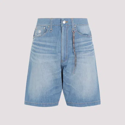 Shop Mastermind Japan Indigo Blue Cotton Waist Denim Shorts