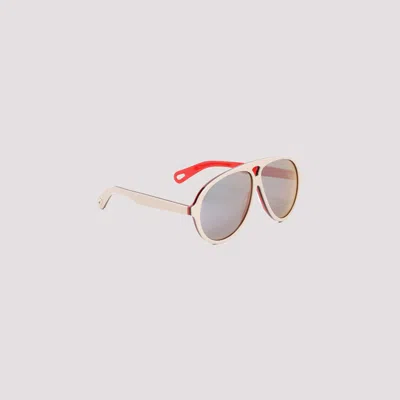 Shop Chloé Ivory Jasper Shield Sunglasses In Nude & Neutrals