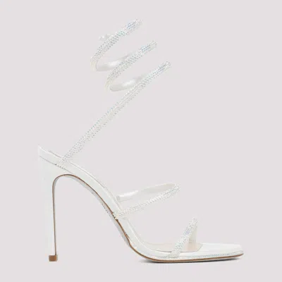 Shop René Caovilla Ivory Leather And Strass Sandals In White