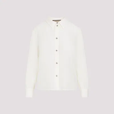 Shop Gucci Ivory Silk Shirt In White