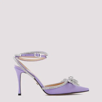 Shop Mach & Mach Lavender Satin Double Bow High Heels Pumps In Pink & Purple