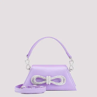 Shop Mach & Mach Lavender Satin Double Bow Lavender Crepe Samantha Handbag In Pink & Purple