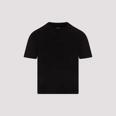 Shop Jacquemus Le T-shirt Gros Grain In Black Cotton