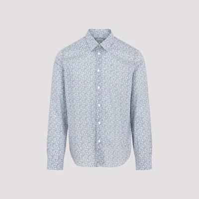 Shop Paul Smith Light Blue Cotton Flowered Shirt